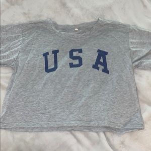 Short sleeved USA crop top